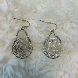 Brilliant Detailed, Silver Filigree Dangle Earrings